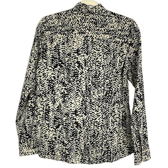 J. Crew Strada Fan Placket Perfect Shirt, Black/Cream, 100% Cotton, size 4 - Picture 10 of 13